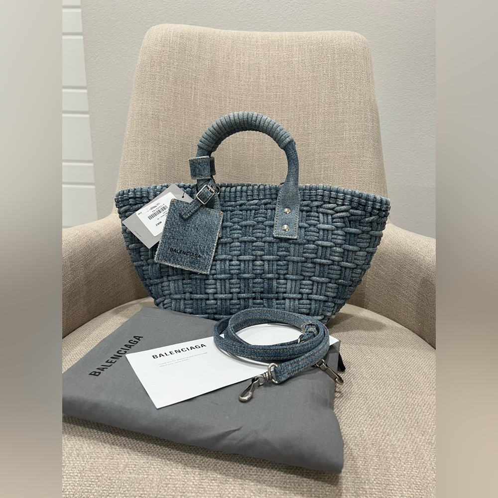 Balenciaga Denim Blue Woven Tote